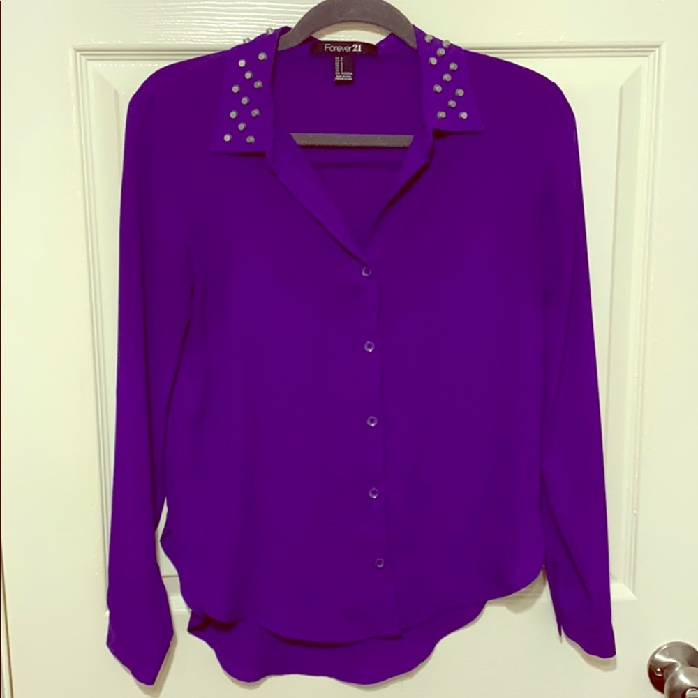 Purple button blouse